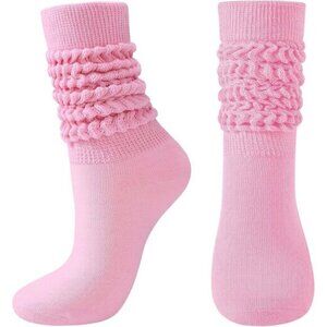 ⚡Women Pink Slouch Socks Scrunch Knee High Slouchy Socks
